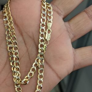 10kt Real Gold Cuban Curb Diamond Cut Chain 5mm 20 inch
